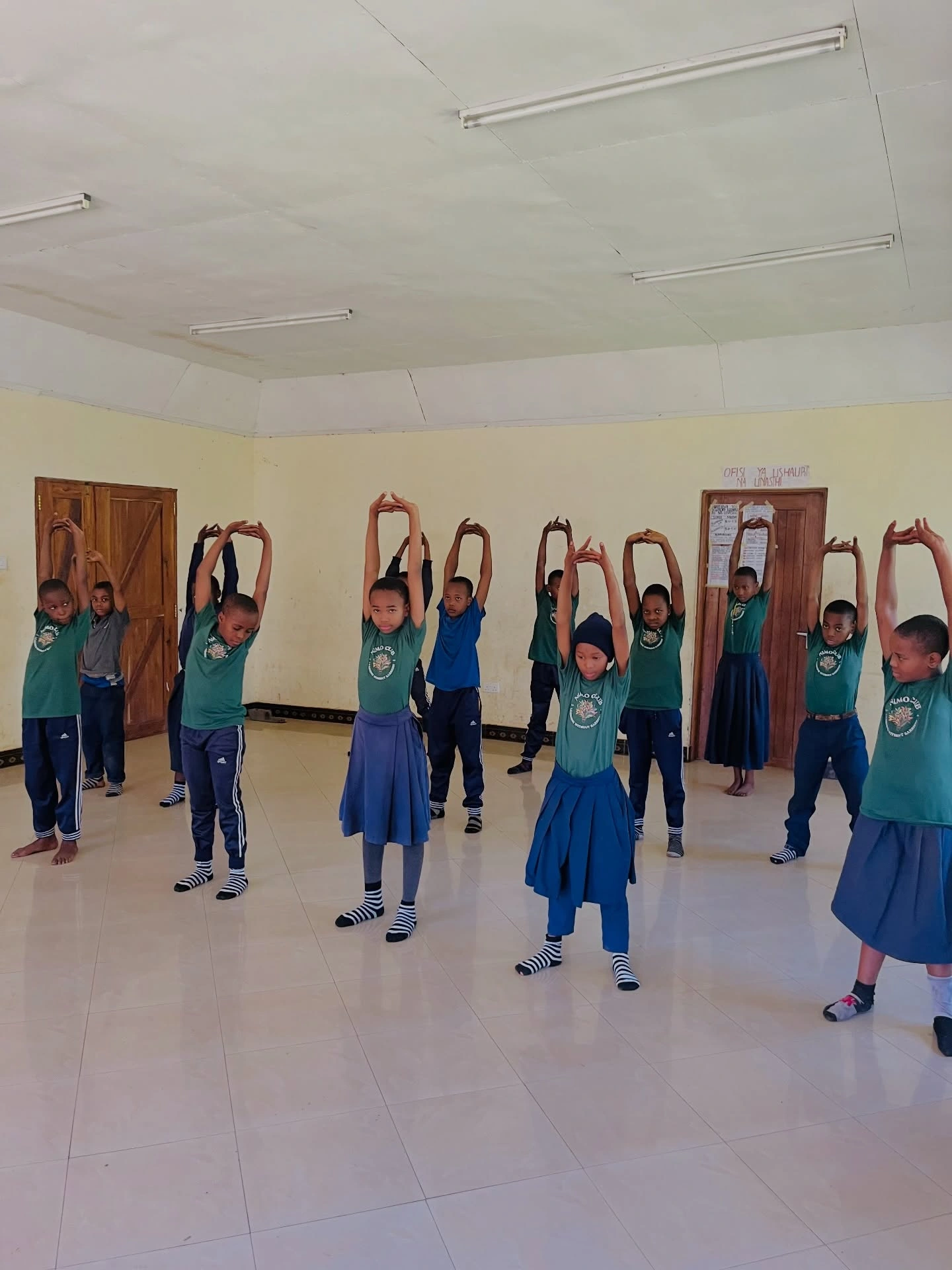 Children guided during a creative dancing workshop at Kipaji Spark