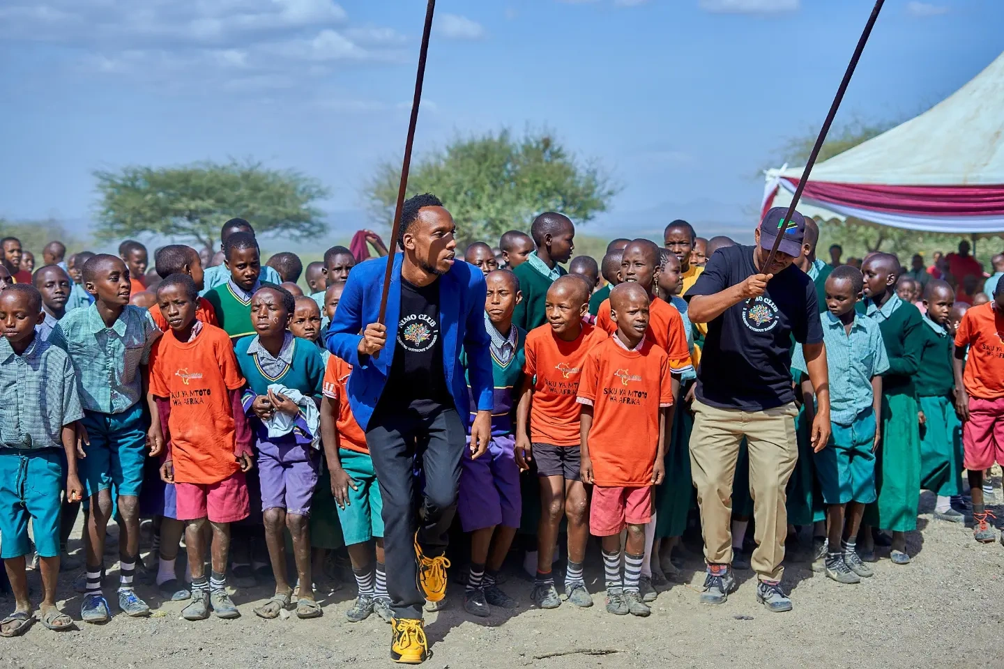 Young performers on stage at a Kipaji Spark event